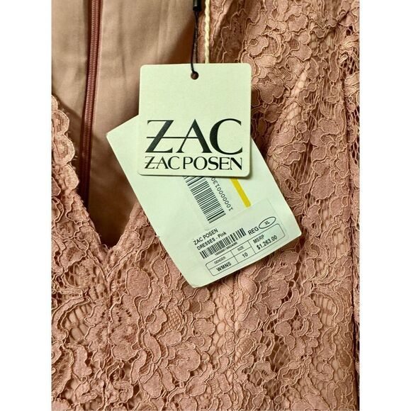 ZAC Zac Posen NWT Long Sleeve Lace Gown in Pink Size 10 - Picture 7 of 10